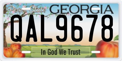 GA license plate QAL9678