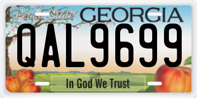 GA license plate QAL9699