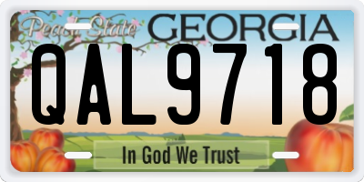 GA license plate QAL9718