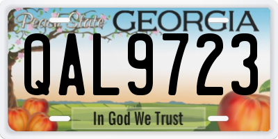 GA license plate QAL9723