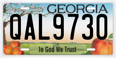 GA license plate QAL9730