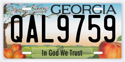 GA license plate QAL9759