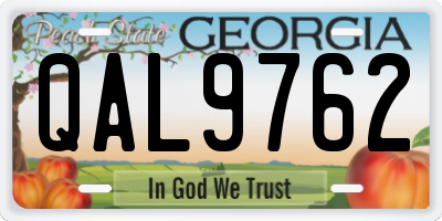 GA license plate QAL9762