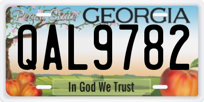 GA license plate QAL9782