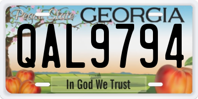 GA license plate QAL9794