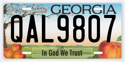 GA license plate QAL9807