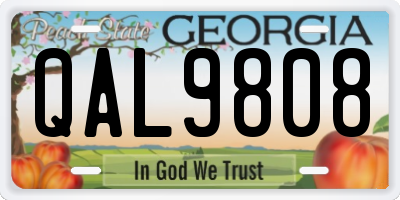 GA license plate QAL9808