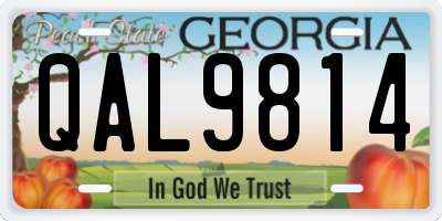 GA license plate QAL9814