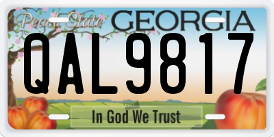 GA license plate QAL9817