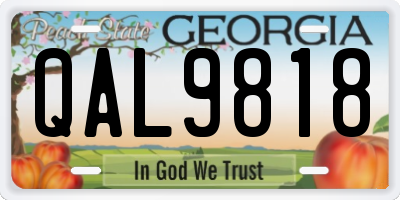 GA license plate QAL9818