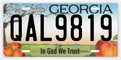 GA license plate QAL9819