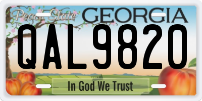 GA license plate QAL9820