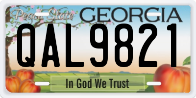 GA license plate QAL9821