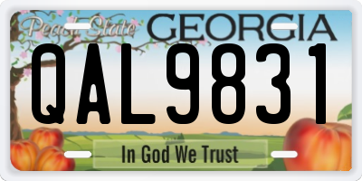 GA license plate QAL9831