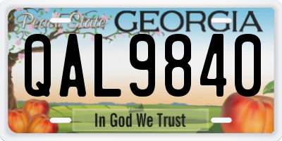 GA license plate QAL9840