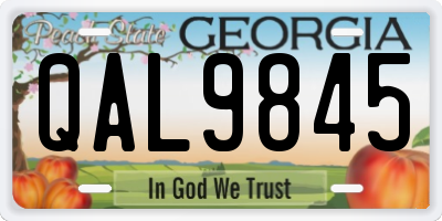 GA license plate QAL9845