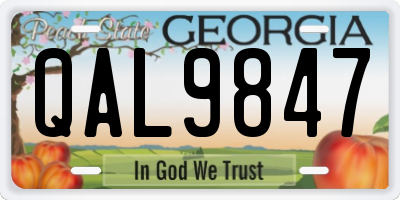 GA license plate QAL9847