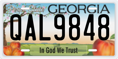 GA license plate QAL9848