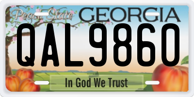 GA license plate QAL9860