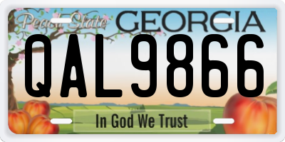 GA license plate QAL9866