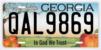 GA license plate QAL9869