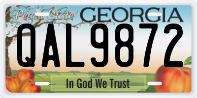 GA license plate QAL9872