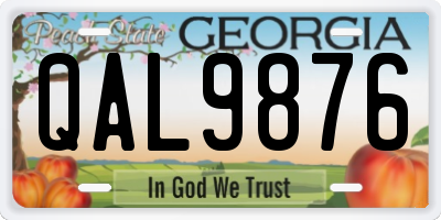 GA license plate QAL9876