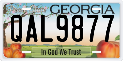 GA license plate QAL9877