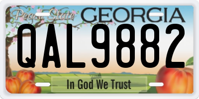 GA license plate QAL9882