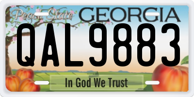 GA license plate QAL9883