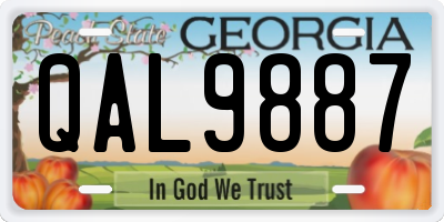 GA license plate QAL9887