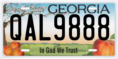 GA license plate QAL9888