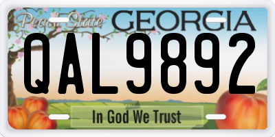 GA license plate QAL9892