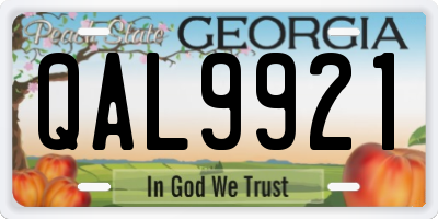 GA license plate QAL9921