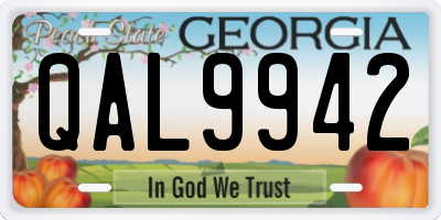 GA license plate QAL9942