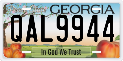 GA license plate QAL9944