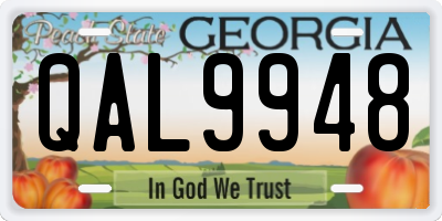 GA license plate QAL9948