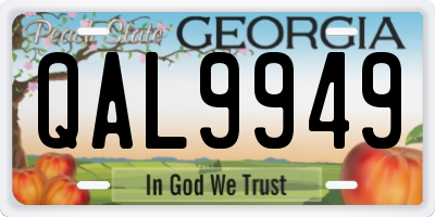 GA license plate QAL9949