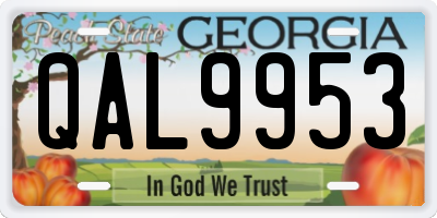 GA license plate QAL9953