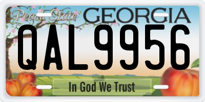 GA license plate QAL9956