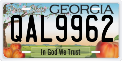 GA license plate QAL9962