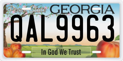 GA license plate QAL9963