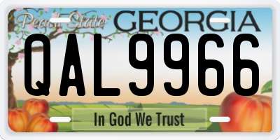 GA license plate QAL9966