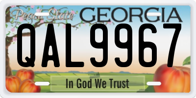 GA license plate QAL9967