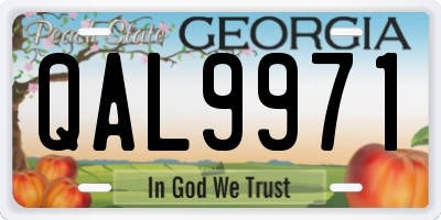 GA license plate QAL9971