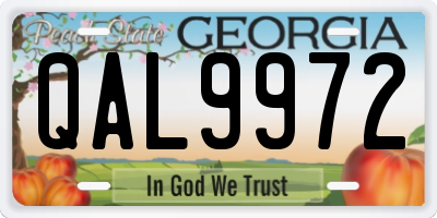 GA license plate QAL9972