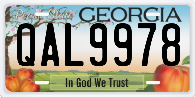 GA license plate QAL9978