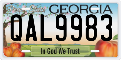 GA license plate QAL9983