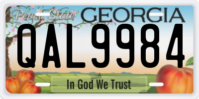 GA license plate QAL9984