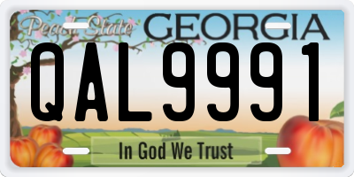 GA license plate QAL9991